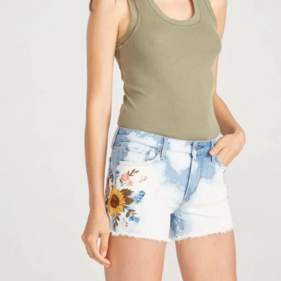 Driftwood Connie Short In Acid Sunflower DENIM SHORTS SIZE 26 27 30 31 32 NWT - Picture 2 of 5